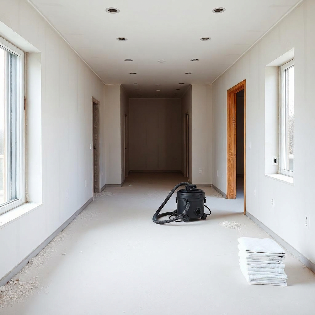 Newly built interior prepared for final construction cleanup